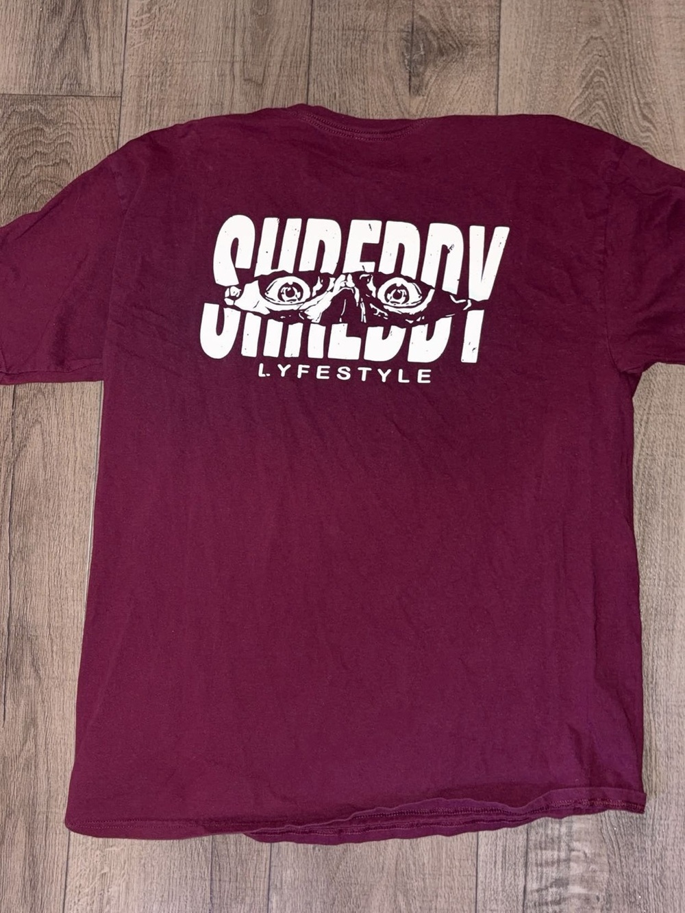 Shreddy Lyfe Maroon Graphic Men's / Unisex T-Shirt: Size XL